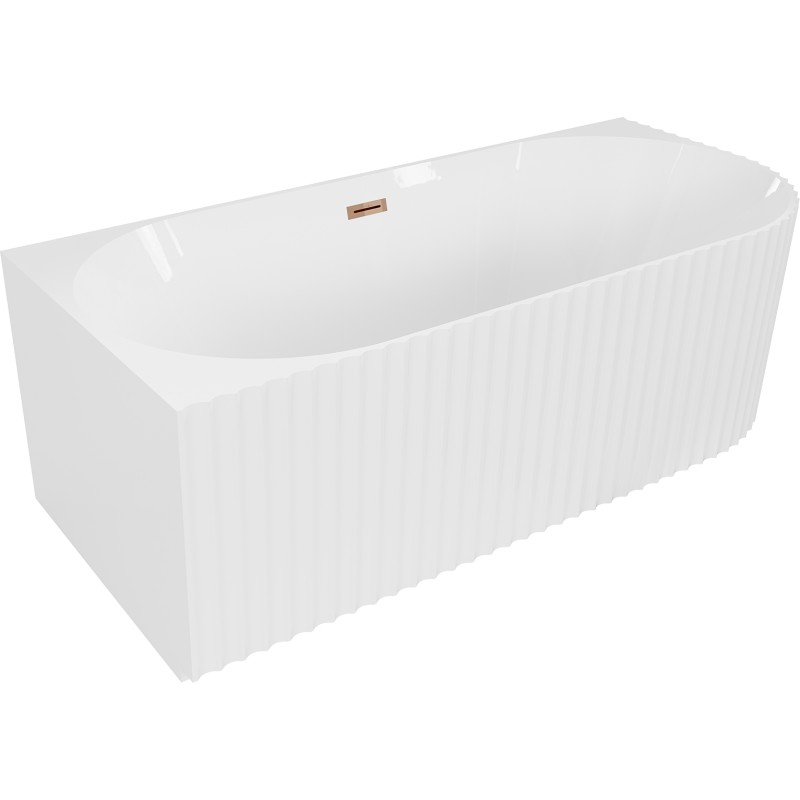 MEXEN/S - Gia voľne stojaca rohová vaňa reliéf ľavá 170 x 80, biela lesk, sifón a prepad ružové zlato 52701708000L-60