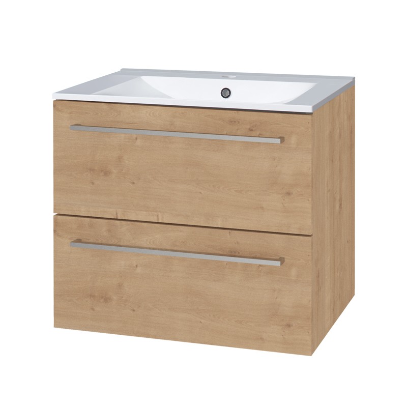 Mereo Bino, kúpeľňová skrinka s keramickým umývadlom 61 cm, dub Arlington CN620