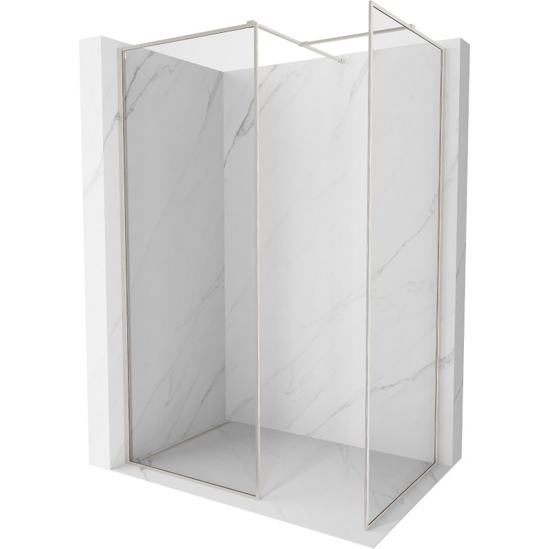 E-shop MEXEN/S - Kyoto-F Sprchová zástena WALK-IN s rámom 145 x 70, transparent 8 mm, nikel kartáčovaný 800-145-202-04-97-070