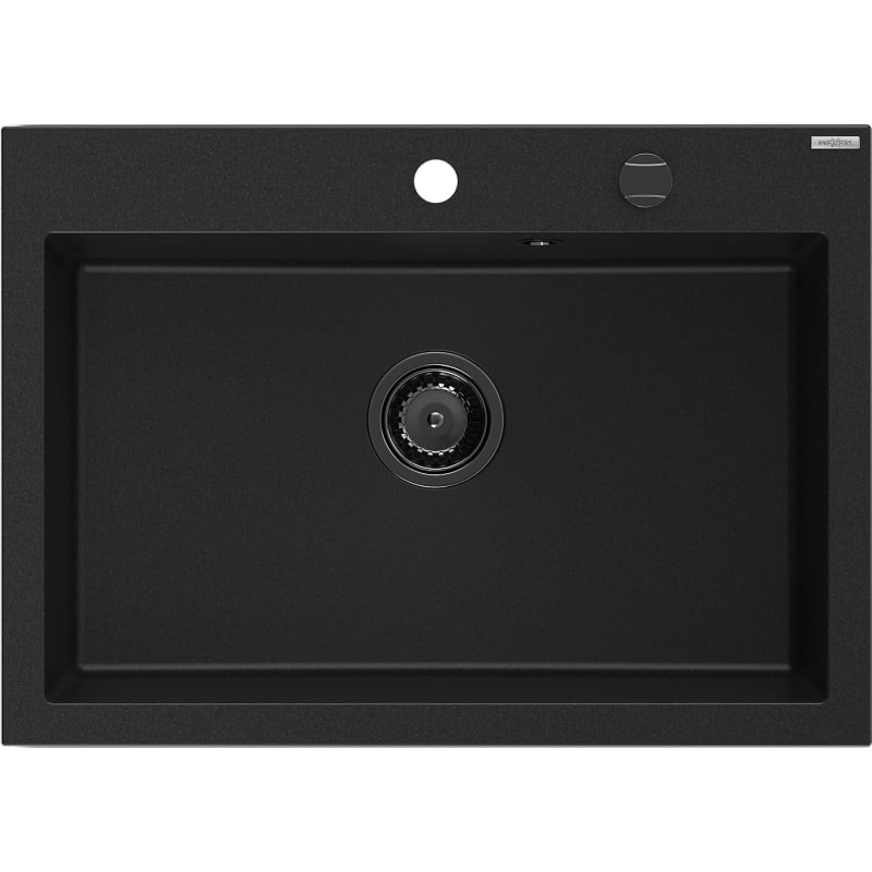 MEXEN/S MEXEN/S - Elix granitový drez 1-miska 700 x 500 mm, čierna, sifón čierna 6526701005-77-B