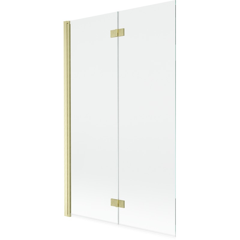 MEXEN - MIST vaňová zástena 110x150 cm 6mm 2-s, zlatá kartáčovaná, číra, ľavá 8A9-110-002-55-00-L