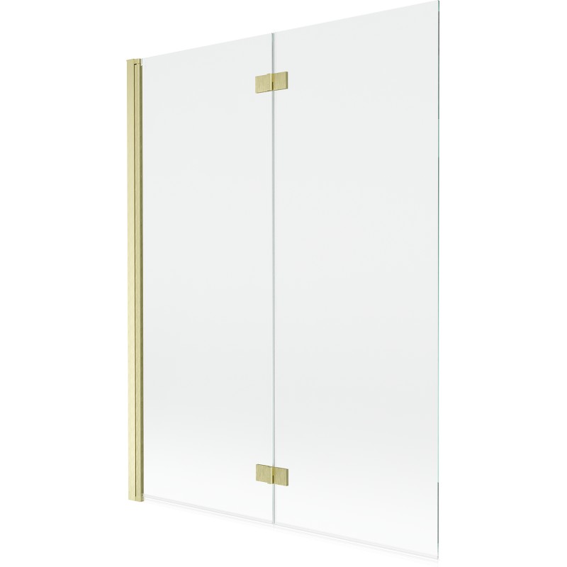 MEXEN - MIST vaňová zástena 130x150 cm 6mm 2-s, zlatá kartáčovaná, číra, ľavá 8A9-130-002-55-00-L