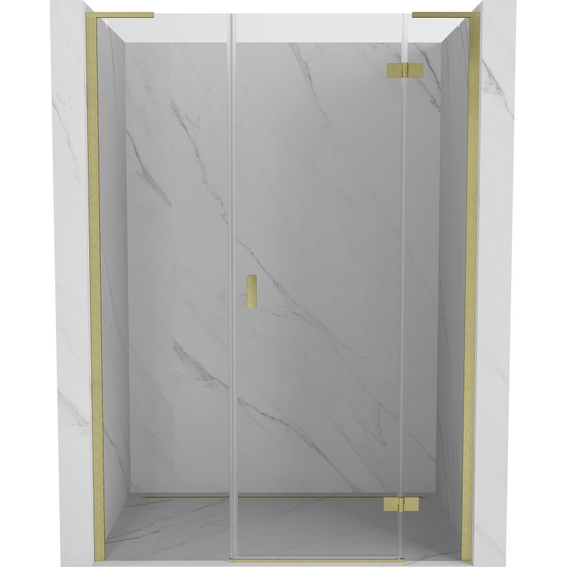MEXEN/S - Mist-H L sprchové dvere krídlové pravé 140, transparent, zlatá kartáčovaná 8A5L-140-001-55-00-P