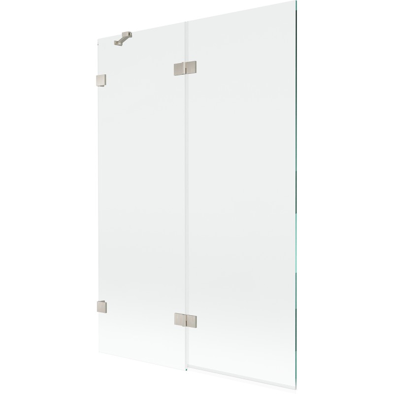 MEXEN/S - Lunar vaňová zástena 2-krídlová ľavá 120 x 150, transparent, nikel kartáčovaný 897-120-100-97-00-L