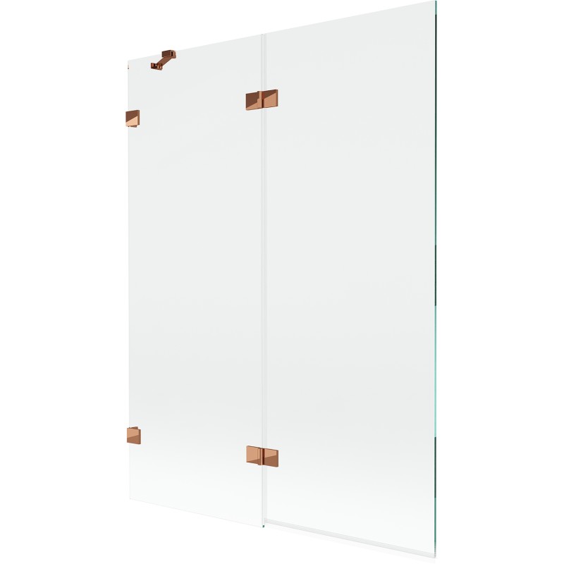 MEXEN/S - Lunar vaňová zástena 2-krídlová ľavá 130 x 150, transparent, ružové zlato 897-130-100-60-00-L