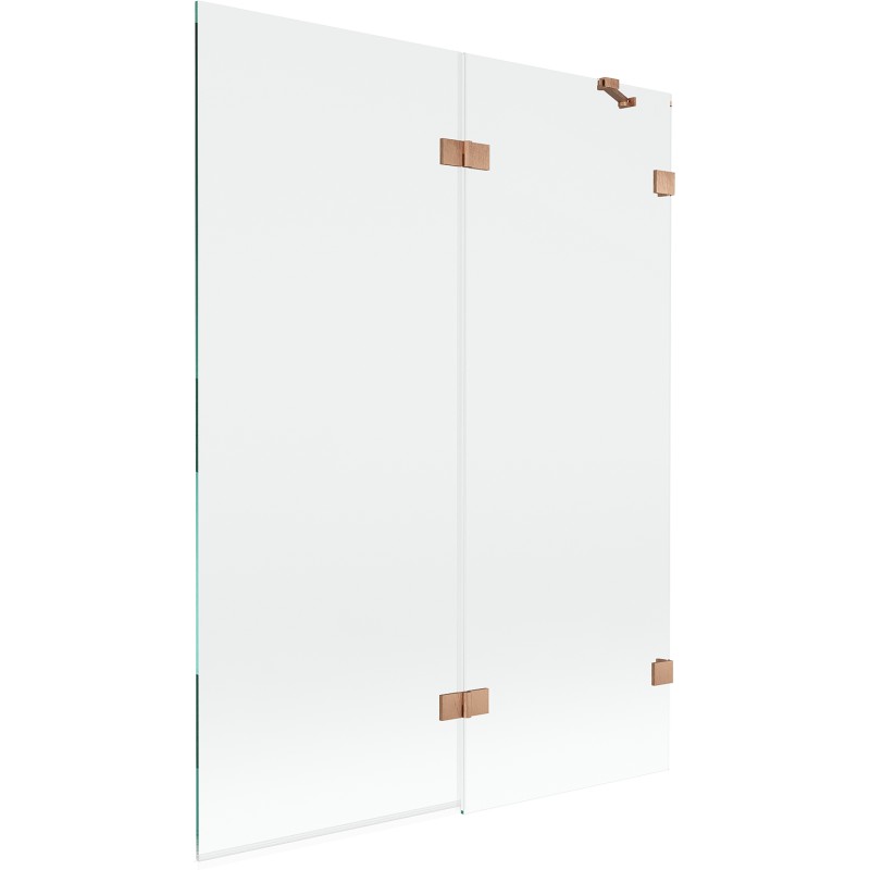 MEXEN/S - Lunar vaňová zástena 2-krídlová pravá 130 x 150, transparent, meď kartáčovaná 897-130-100-65-00-P