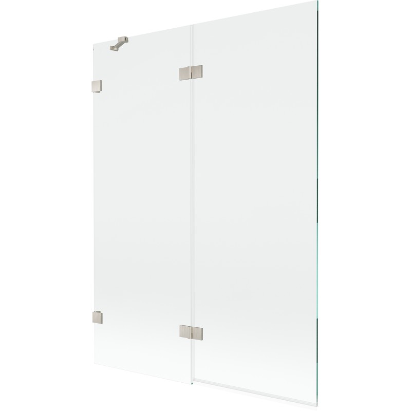 MEXEN/S - Lunar vaňová zástena 2-krídlová ľavá 130 x 150, transparent, nikel kartáčovaný 897-130-100-97-00-L