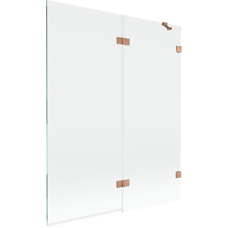 MEXEN/S - Lunar vaňová zástena 2-krídlová pravá 140 x 150, transparent, meď kartáčovaná 897-140-100-65-00-P