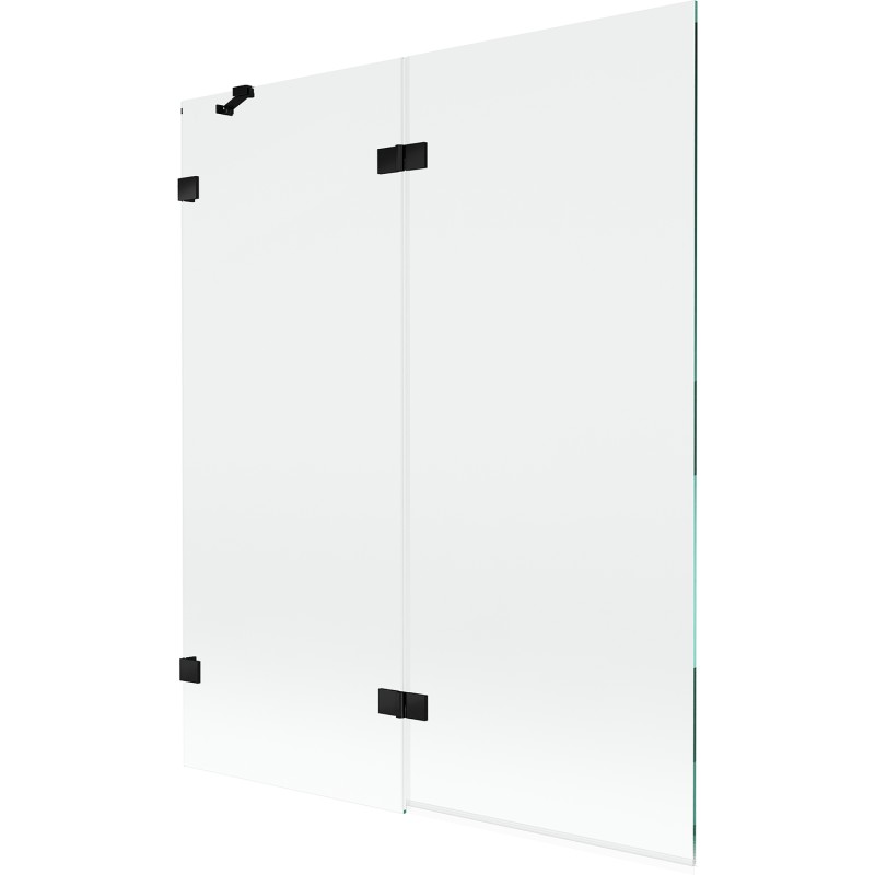 MEXEN/S - Lunar vaňová zástena 2-krídlová ľavá 140 x 150, transparent, čierna 897-140-100-70-00-L