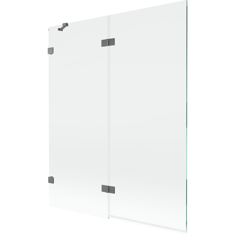 MEXEN/S - Lunar vaňová zástena 2-krídlová ľavá 140 x 150, transparent, grafit metal 897-140-100-95-00-L