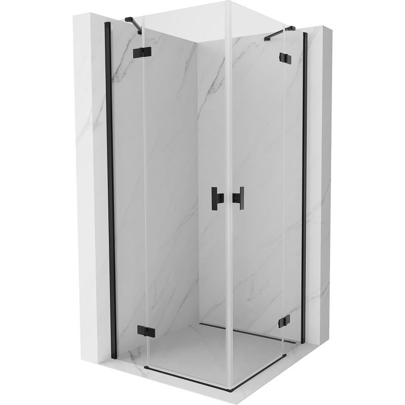 MEXEN/S - Mist H Duo sprchovací kút dvere krídlové 105 x 105, transparent, čierna 8A5-105L-105P-70-00