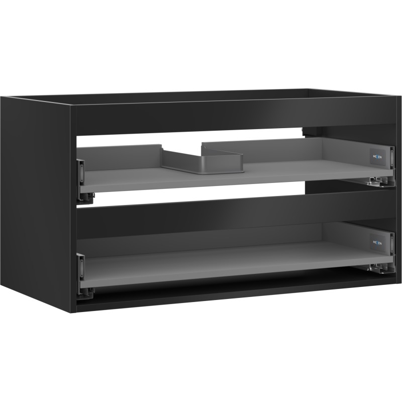 MEXEN - Box-A skrinka pre umývadlo 90, 2 zásuvky, čierna mat 91AX0-0900-470-2-71