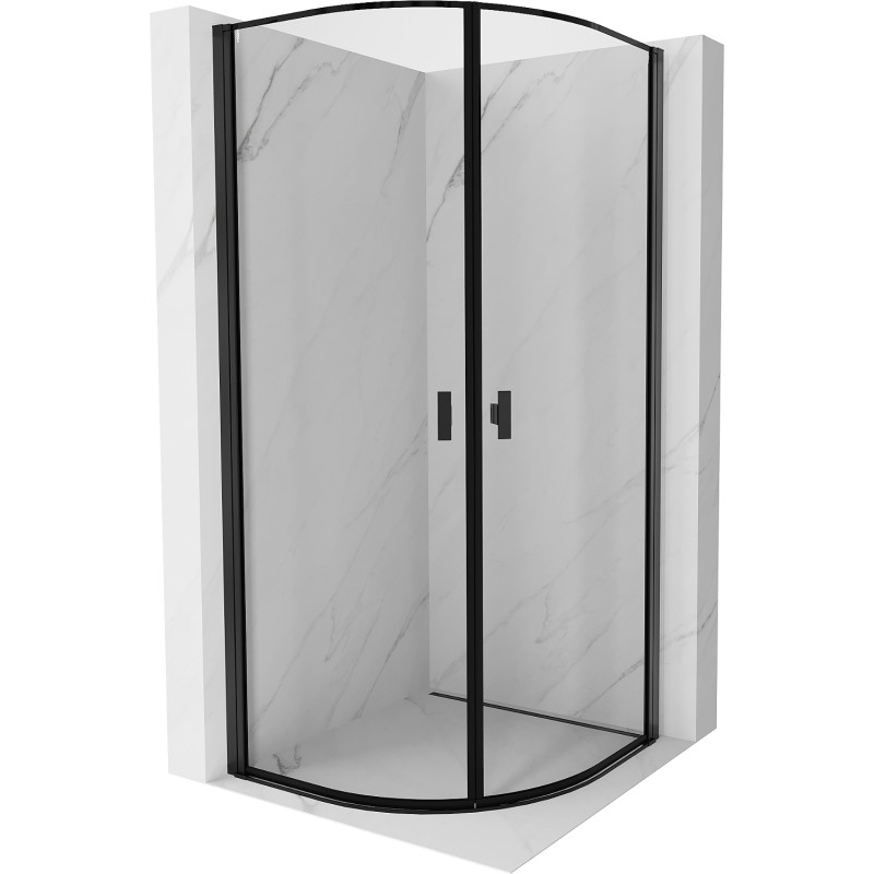 MEXEN - MIST dverná časť štvrťkruhová (2d) 90x90x200 cm 6mm čierna, okraj 8A31-090-090-70-70