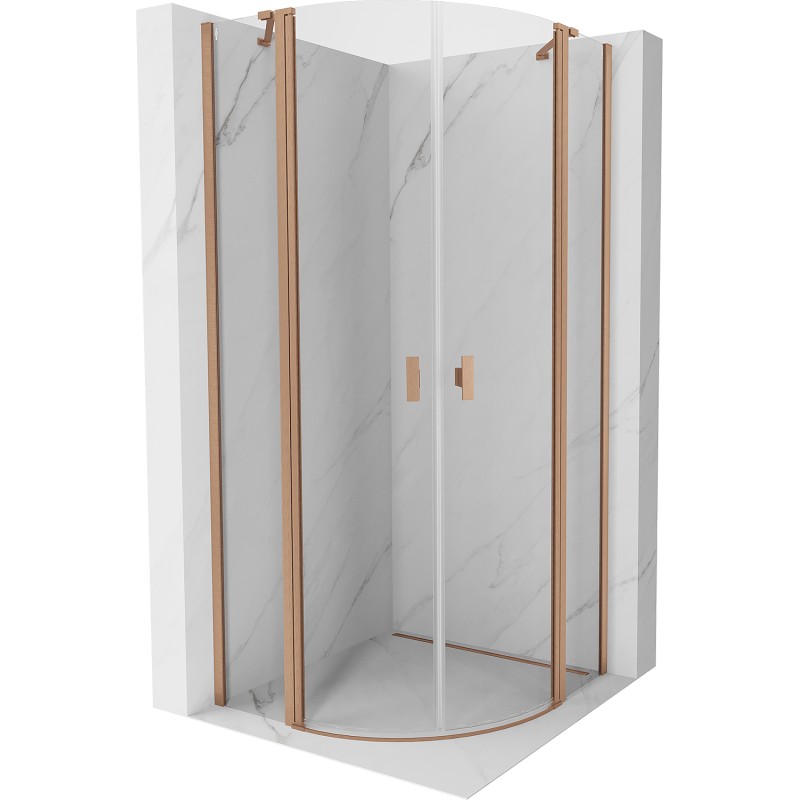 MEXEN - MIST dverná časť štvrťkruhová (2d2s) 100x100x200 cm 6mm miedź szczotkowna, číra 8A32-100-100-65-00