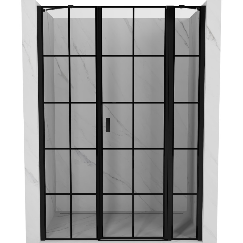 MEXEN/S - Mist sprchové dvere krídlové pravé 155, čierna dekor, čierna 8A4-155-001-70-77-P