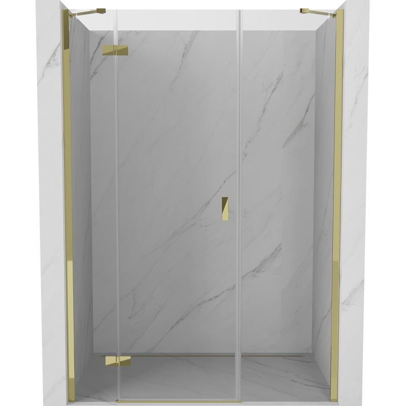 MEXEN/S - Mist-H sprchové dvere krídlové ľavé 145, transparent, zlatá 8A5-145-001-50-00-L