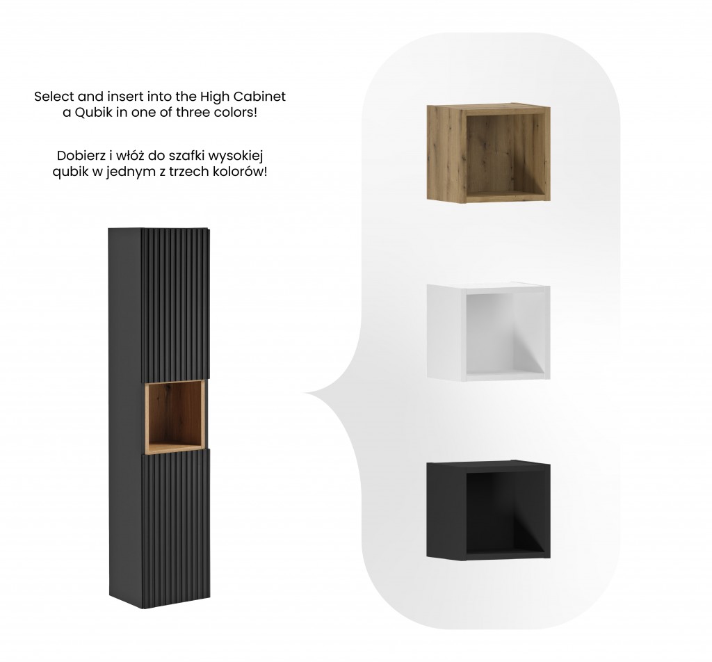 COMAD - Vysoká skrinka 2 dvierka NOVA BLACK 5907611663714