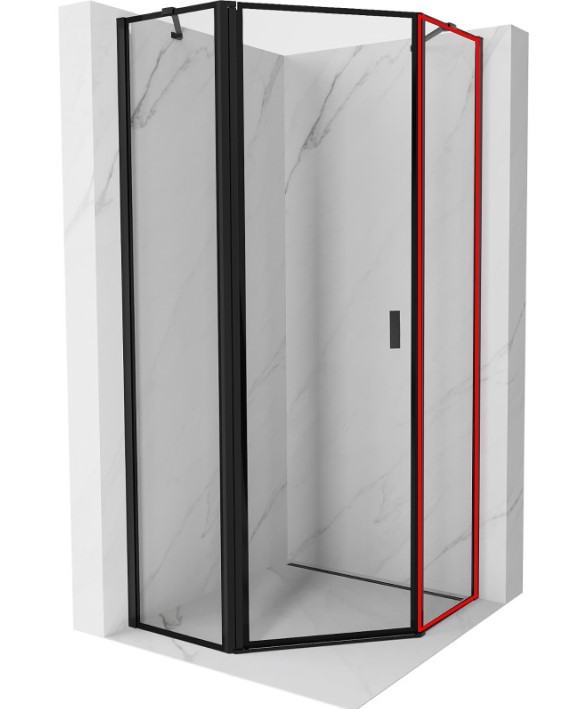 E-shop MEXEN - MIST dverná časť päťboká (s) 90x200 cm 6mm čierna, okraj, pravá 8A8-000-090-70-70-P