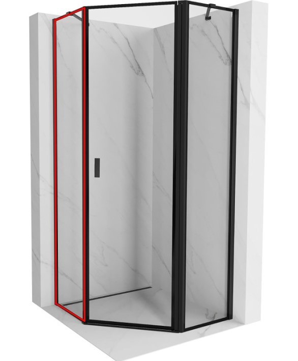 E-shop MEXEN - MIST dverná časť päťboká (s) 90x200 cm 6mm čierna, okraj, ľavá 8A8-000-090-70-70-L