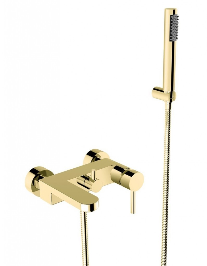 BESCO - Nástenná vaňová batéria DECCO Čierna s príslušenstvom Zlatá BABWDSZL