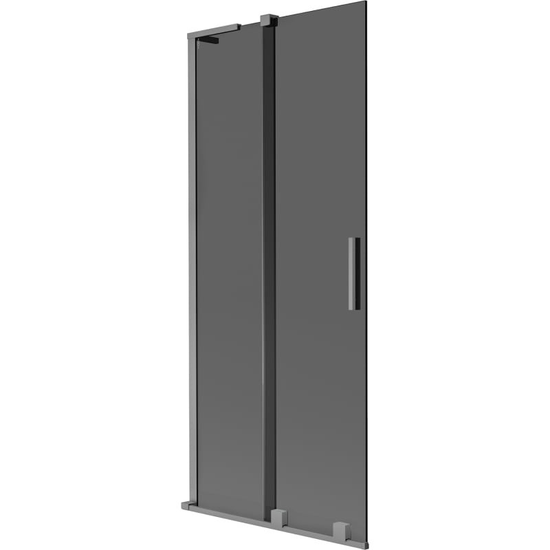 MEXEN/S - Velar L dvojkrídlová posuvná vaňová zástena 80 x 150, grafit, grafit metal 896-080-003-41-95