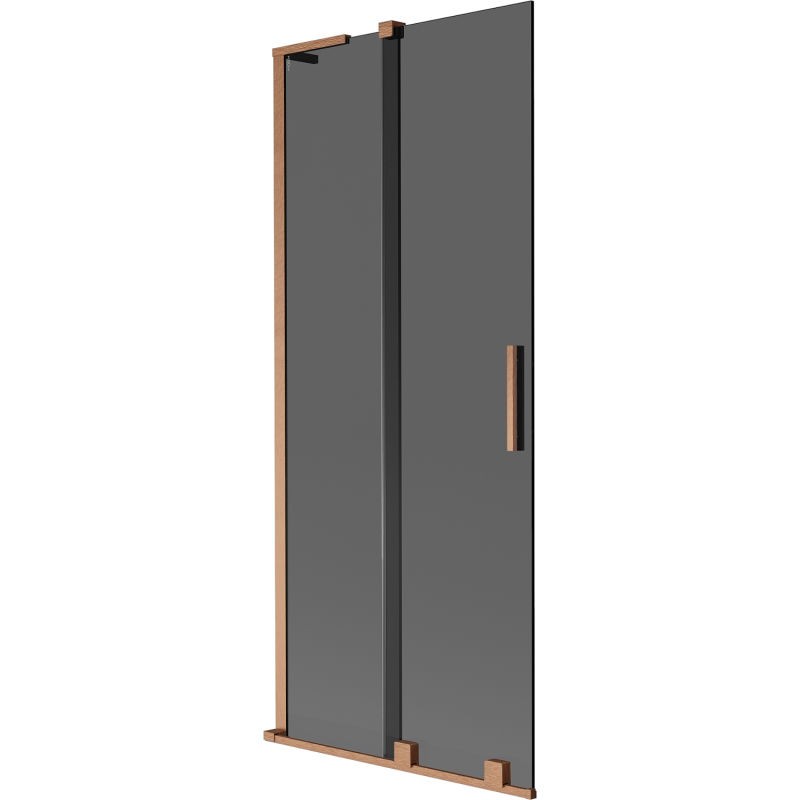 MEXEN/S - Velar L dvojkrídlová posuvná vaňová zástena 85 x 150, grafit, meď kartáčovaná 896-085-003-41-65