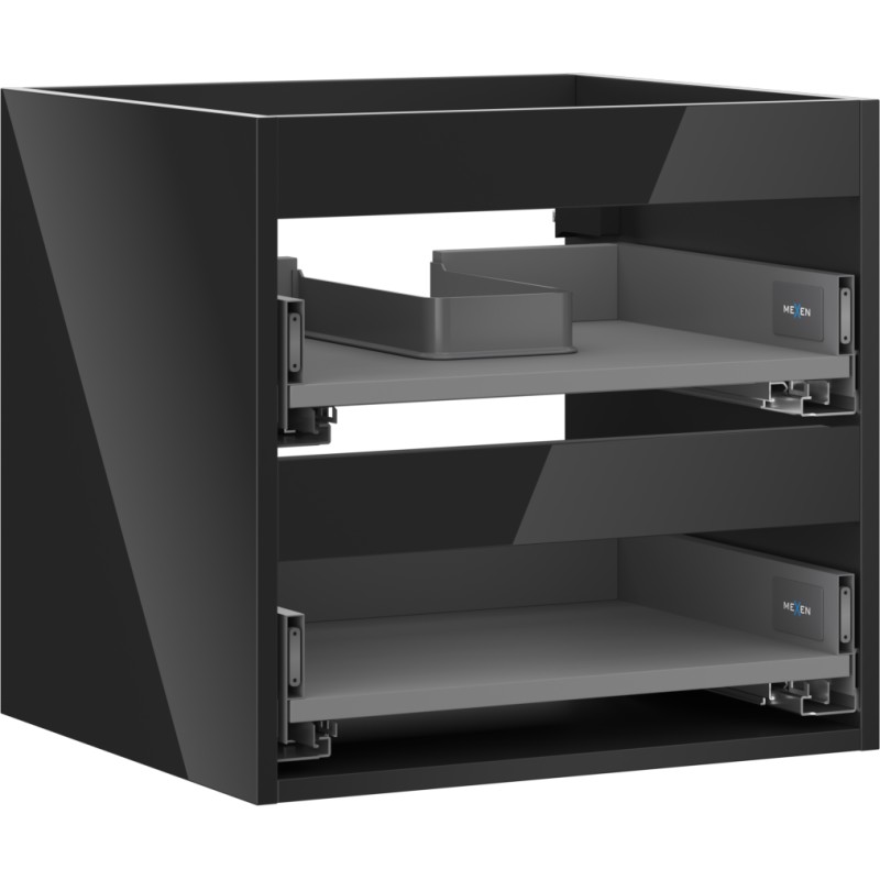 MEXEN - Box-A skrinka pre umývadlo 50, 2 zásuvky, čierna lesk 91AX0-0500-470-2-70