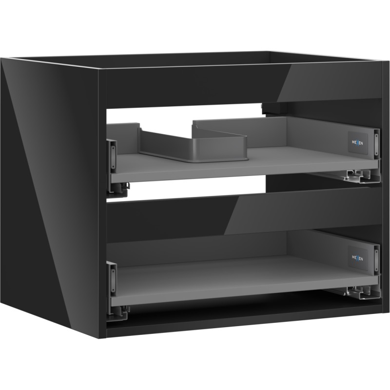 MEXEN - Box-A skrinka pre umývadlo 60, 2 zásuvky, čierna lesk 91AX0-0600-470-2-70
