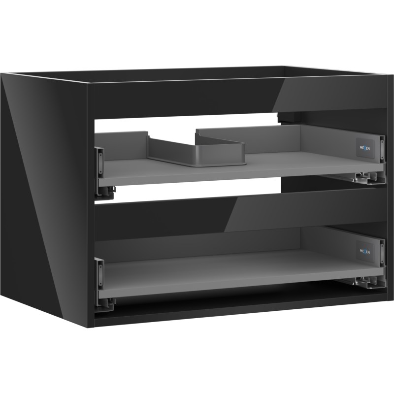 MEXEN - Box-A skrinka pre umývadlo 70, 2 zásuvky, čierna lesk 91AX0-0700-470-2-70