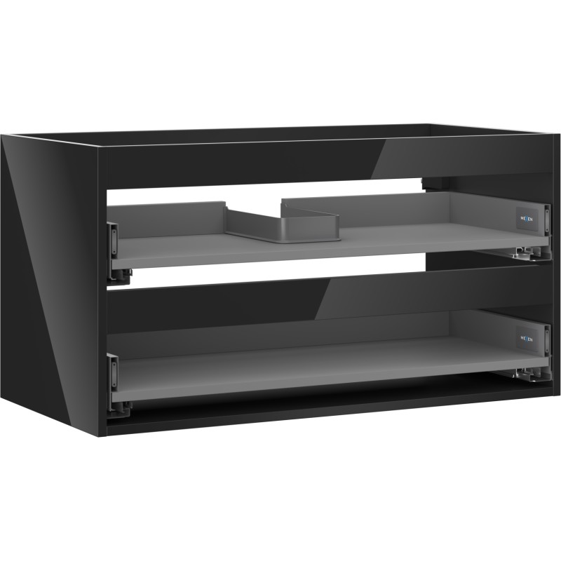 MEXEN - Box-A skrinka pre umývadlo 90, 2 zásuvky, čierna lesk 91AX0-0900-470-2-70