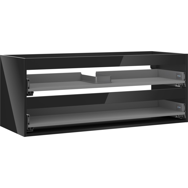 MEXEN - Box-A skrinka pre umývadlo 120, 2 zásuvky, čierna lesk 91AX0-1200-470-2-70