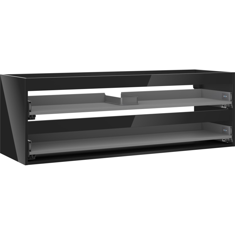 MEXEN - Box-A skrinka pre umývadlo 140, 2 zásuvky, čierna lesk 91AX0-1400-470-2-70