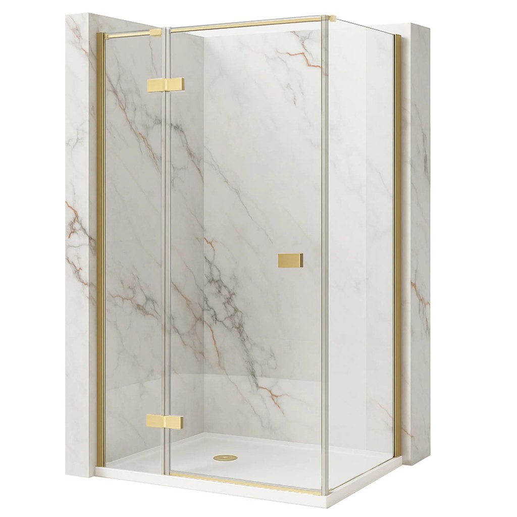REA/S - Sprchovací kút Atlas 100x100 Brush Gold vľavo KPL-K4574