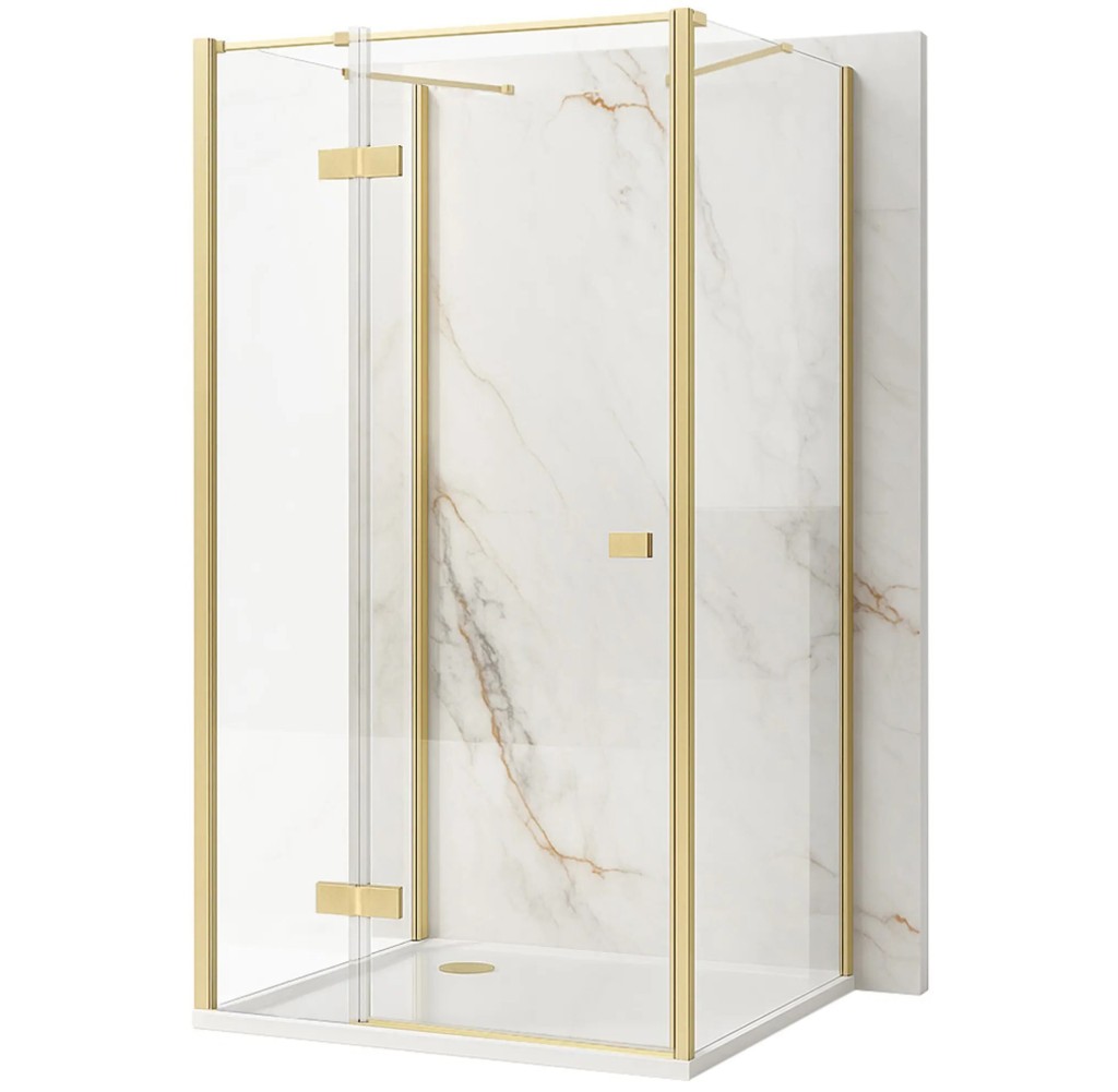 REA/S - Sprchovací kút Atlas 100x100 Brush Gold vľavo KPL-K4974
