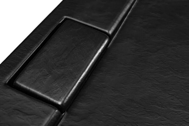 BESCO - Set kút ZARYA BLACK + vanička AXIM STONE EFFECT - FARBA rámu - Čierna, Rozmer A - 90 cm, Rozmer B - 90 cm, Výplň - Číre bezpečnostné sklo - 5 mm BCZBAXS90190