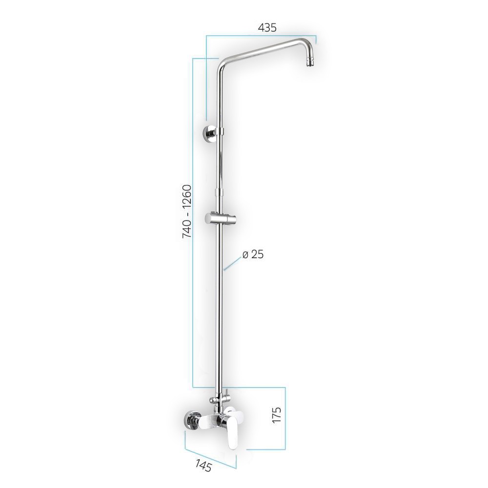 Mereo Nástenná sprchová bateria Eve 150 mm so sprchovou tyčou bez príslušenstva CBE60104SE