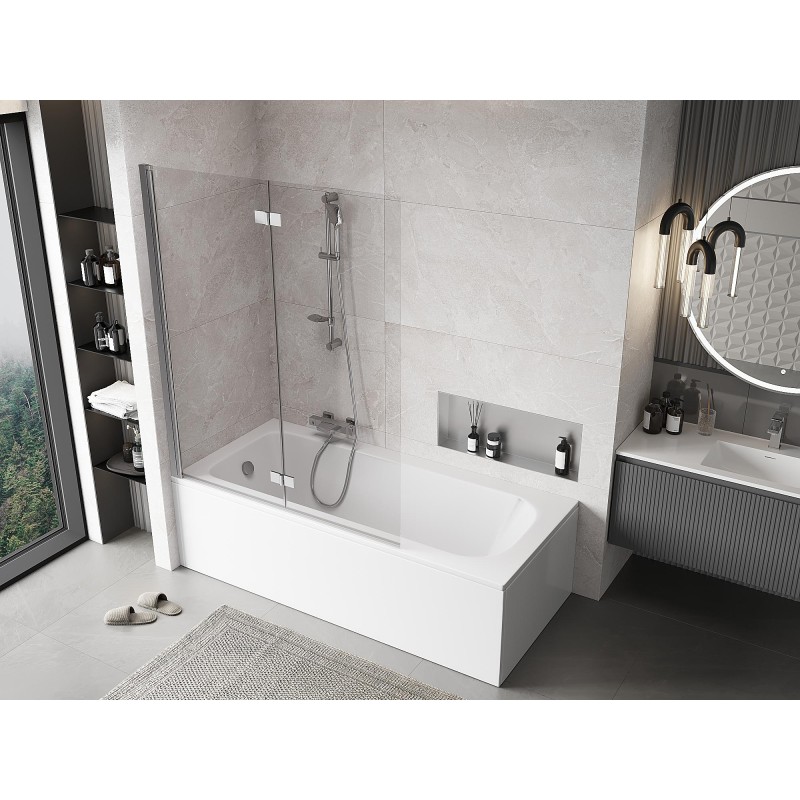 MEXEN - MIST vaňová zástena 130x150 cm 6mm 2-s, chróm, číra, ľavá 8A9-130-002-01-00-L