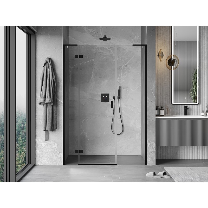 MEXEN/S - Mist-H L sprchové dvere krídlové ľavé 120, transparent, čierna 8A5L-120-001-70-00-L