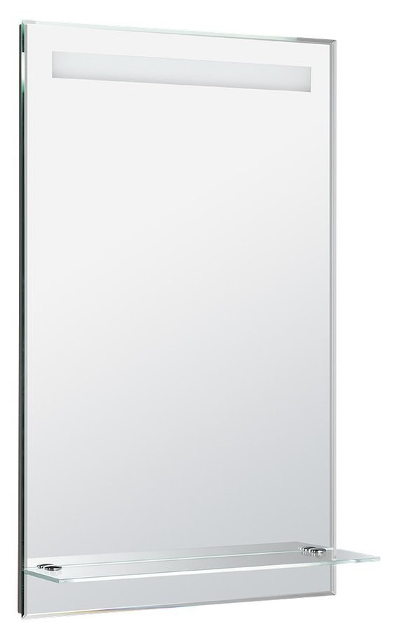 AQUALINE - Zrkadlo s LED osvetlením a policou 50x80cm, gombíkový vypínač (ATH52)