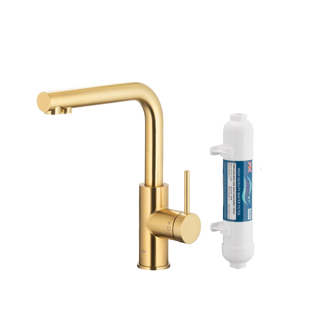 KFA - Duero pure basic, filtrujúci s otočnou výtokovou armatúrou, PVD brúsené svetlé zlato + filter hydro+ (6623-912-39)