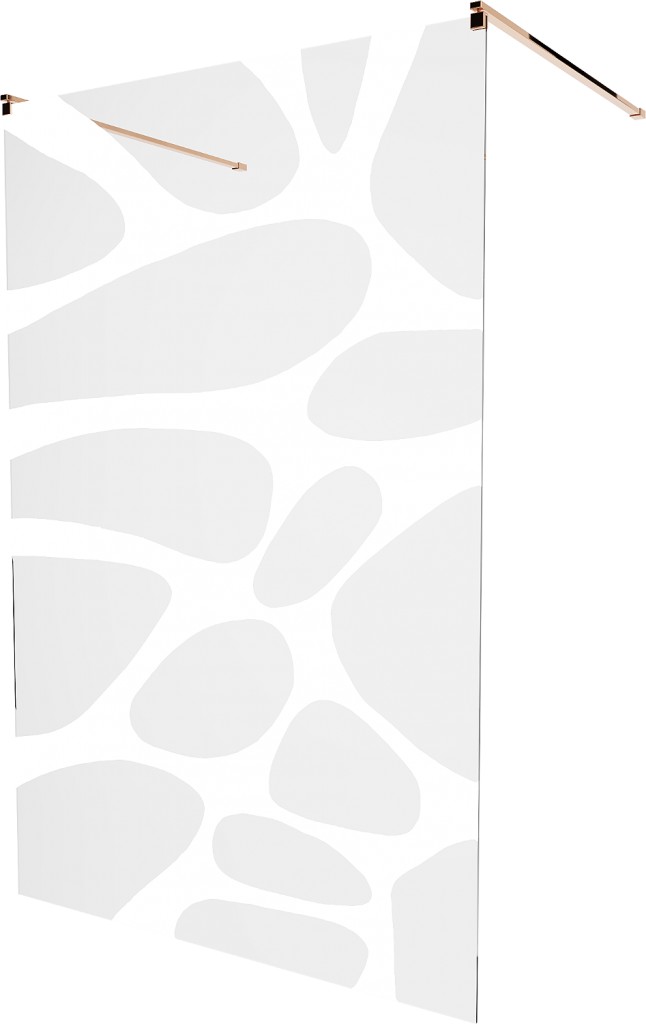 MEXEN/S - KIOTO samostatne stojaca sprchová zástena 120 x 200 cm, transparent/biela vzor 8 mm, ružové zlato (800-120-002-60-97)