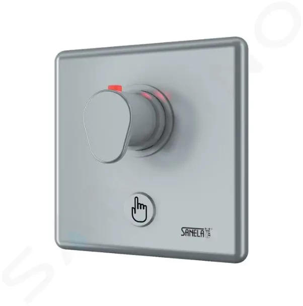 SANELA - Senzorové sprchy Ovládanie spŕch tlačidlom piezo s termostatickým ventilom na teplú a studenú vodu, chróm (SLS 02PT)