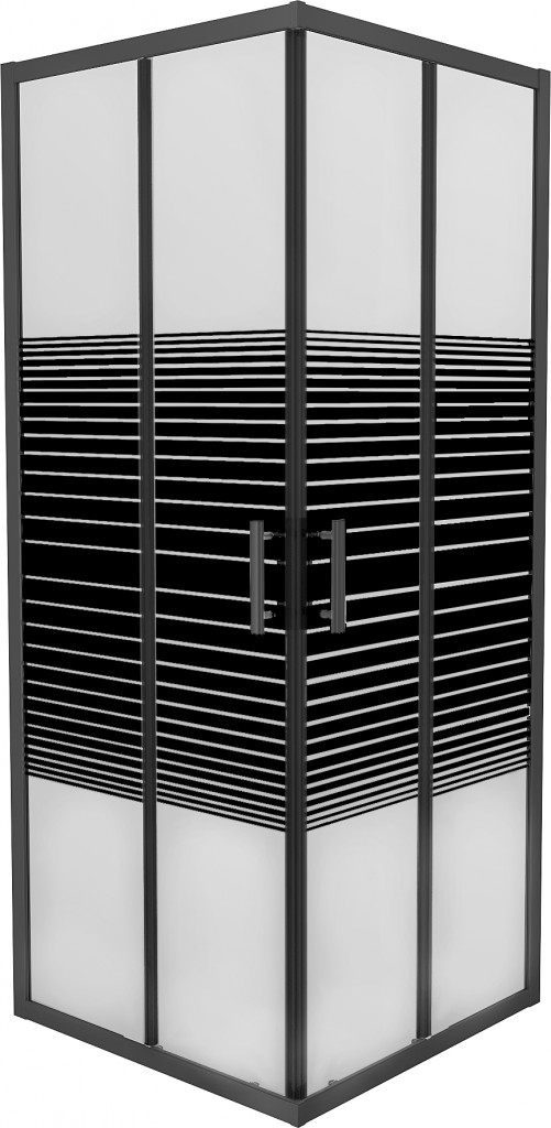 MEXEN - Rio sprchovací kút štvorec 70 x 70 cm, pruhy, čierna (860-070-070-70-20)