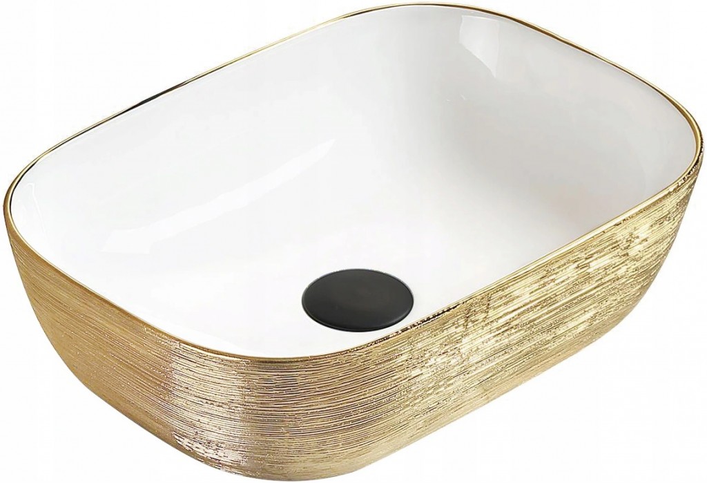 MEXEN - Rita umývadlo na dosku 45 x 32 cm biele / zlaté (21084553)