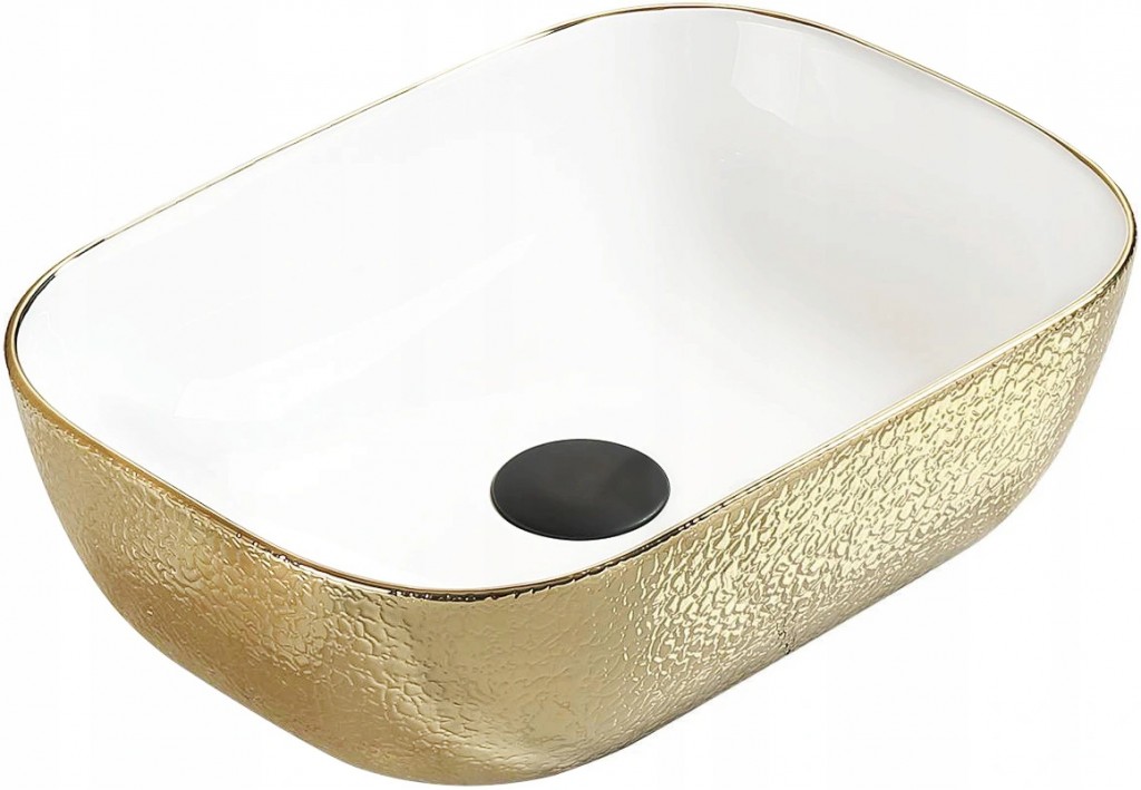 MEXEN - Rita umývadlo na dosku 45 x 32 cm biele / zlaté (21084554)