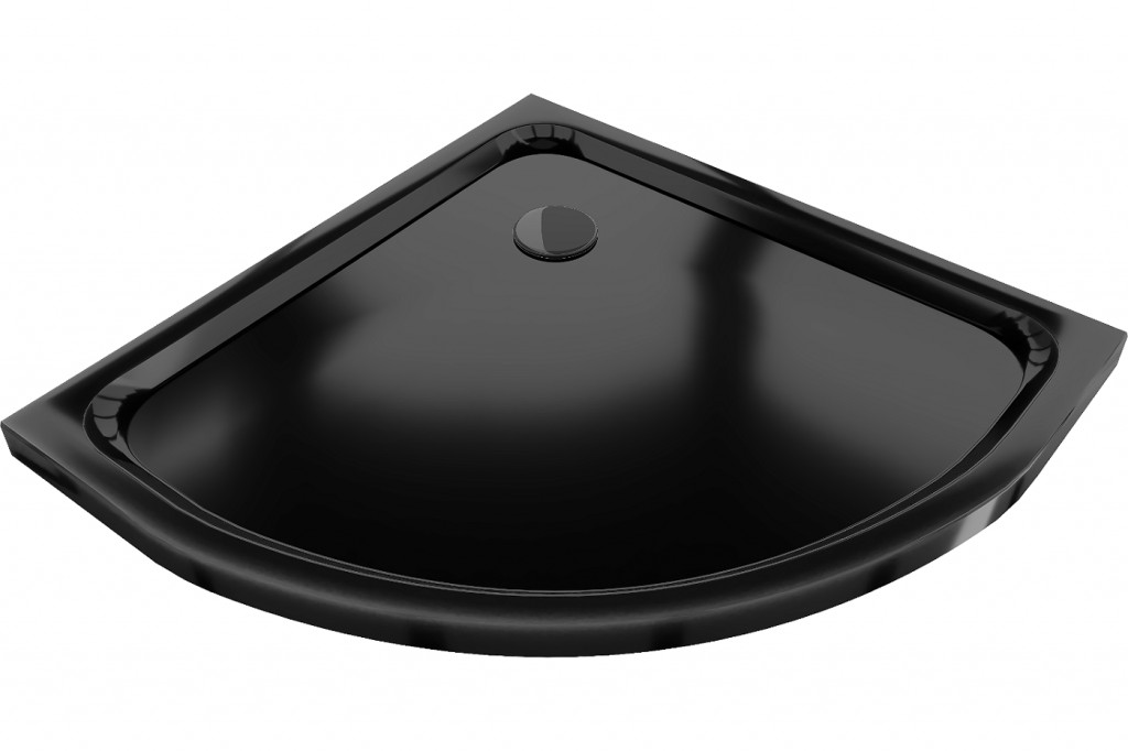 MEXEN/S - Flat sprchová vanička štvrťkruhová slim 90 x 90 cm, černá + čierny sifón (41709090B)
