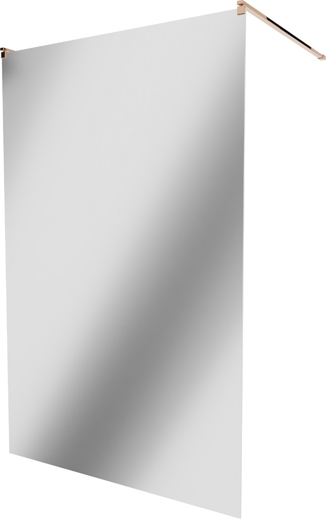 MEXEN/S - KIOTO samostatne stojaca sprchová zástena 100 x 200 cm, zrkadlové, ružové zlato (800-100-002-60-50)