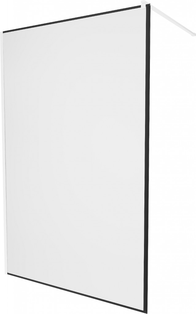 MEXEN/S - KIOTO Sprchová zástena WALK-IN 100 x 200 cm, transparent/čierny vzor 8 mm, biela (800-100-101-20-70)