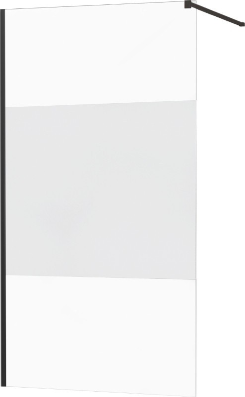 MEXEN/S - KIOTO Sprchová zástena WALK-IN 130x200 cm 8 mm, čierna, Transparent/matné sklo (800-130-101-70-35)