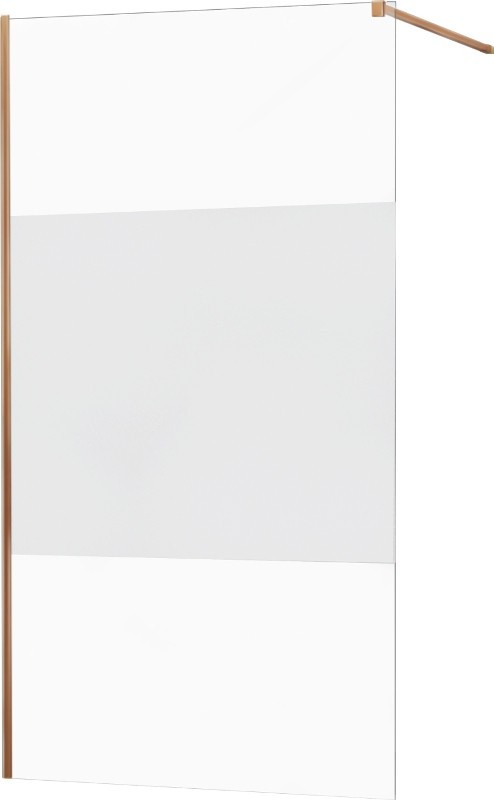 MEXEN/S - KIOTO Sprchová zástena WALK-IN 130x200 cm 8 mm, ružové zlato, Transparent/matné sklo (800-130-101-60-35)